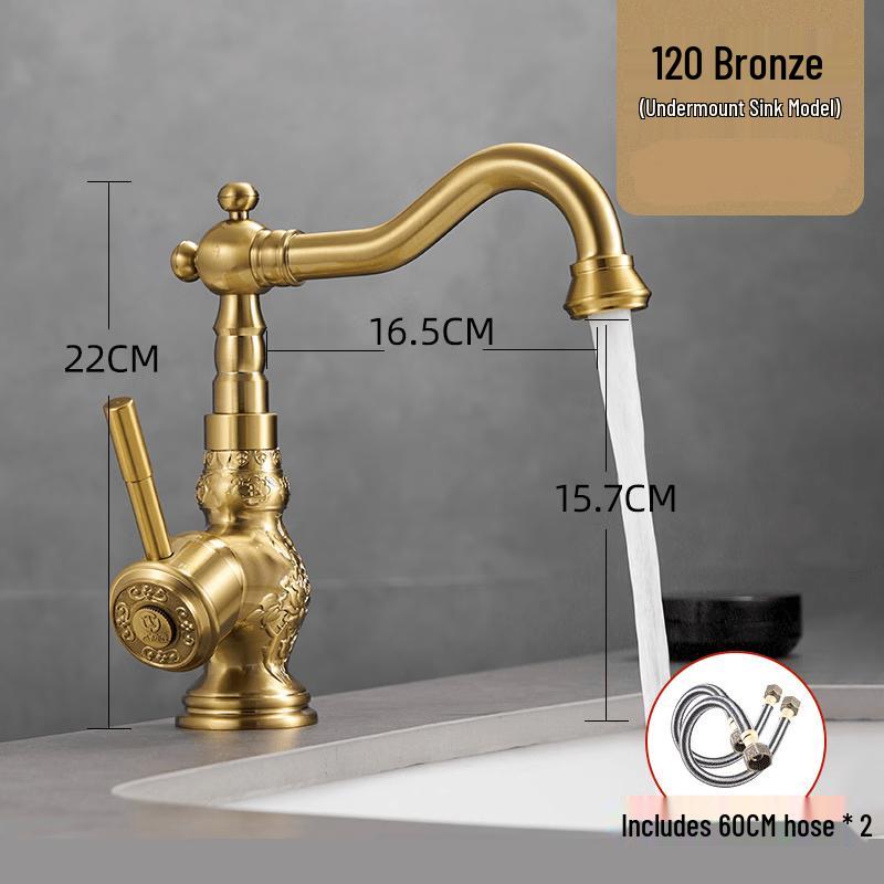 TLXT Classic Brass Bathroom Basin Faucet