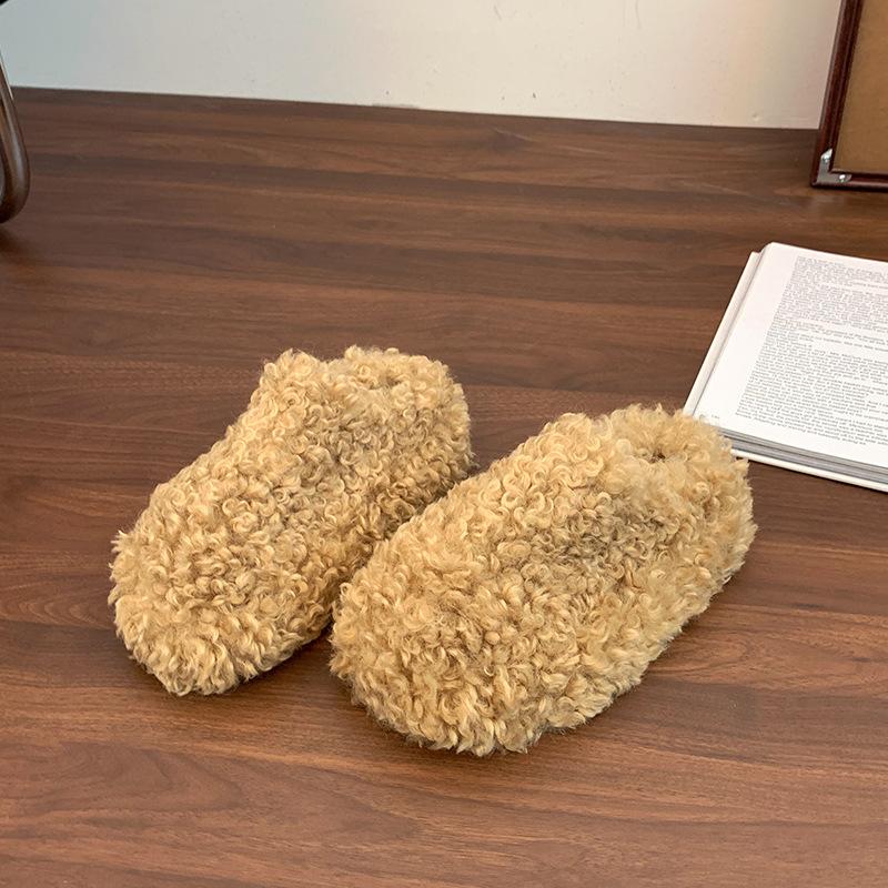 

Women s Baotou plush slippers padded warm winter thick bottom heightened home slippers casual walking indoor shoes snow cotton slippers 41