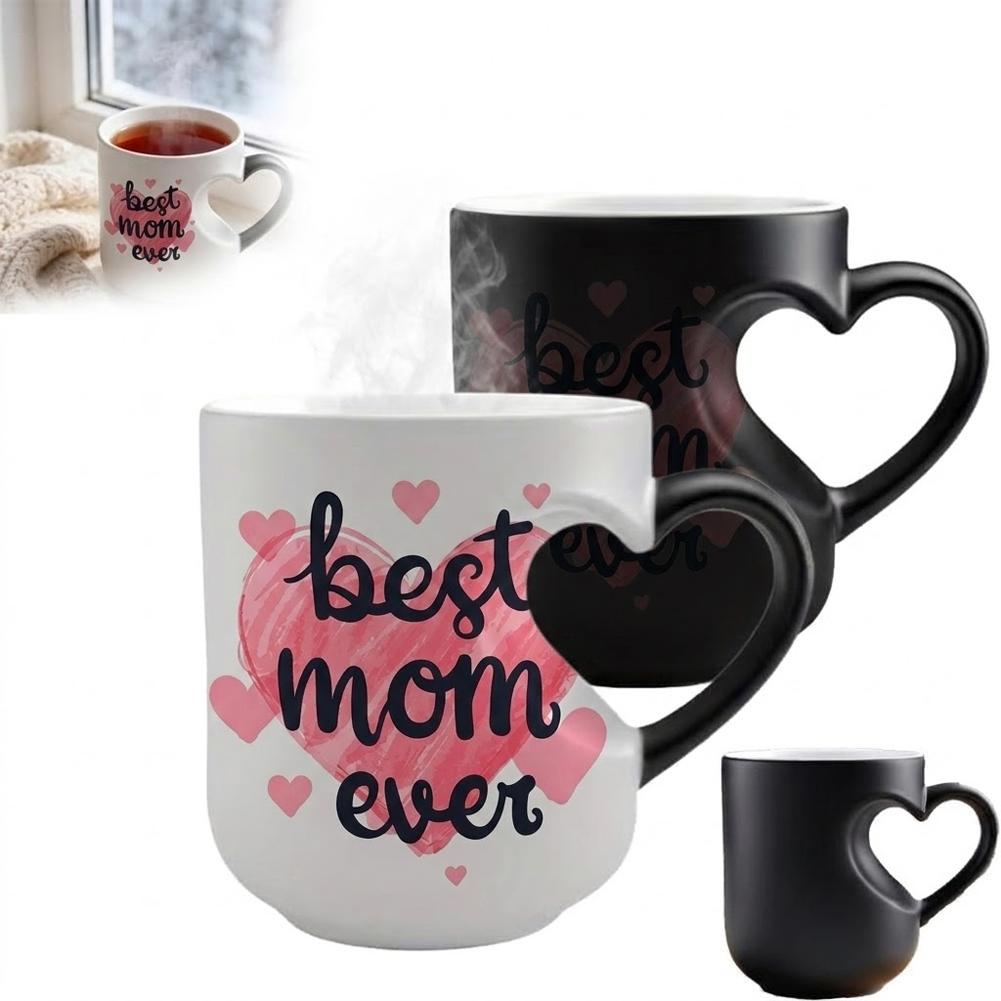 

Best Mom Ever Magic Color Changing Mug Heart Shaped Handle Heat Sensitive Ceramic Coffee Cup Mother s Day Birthday Surprise Gift