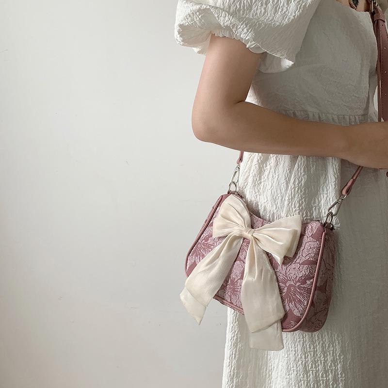 Shoulder Bag for Women with Niche Design Pearl Shoulder Strap Bag for Women New Style Bow Hand Crossbody Bag Armpit Bag