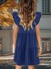 Mini Abito Estivo Babydoll da Donna con Maniche a Volant Corte, Scollo a V, Fluido