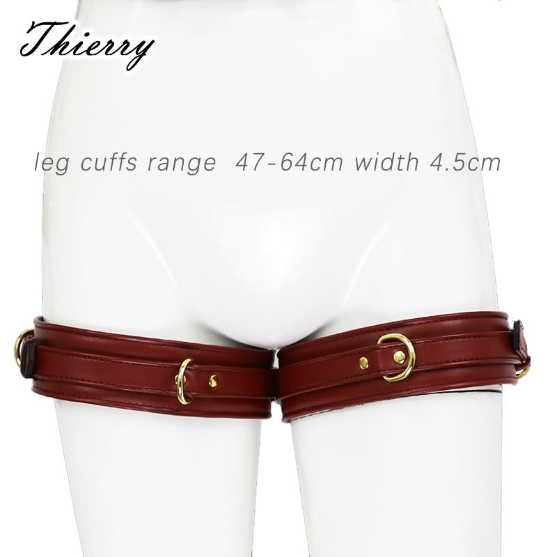 Thierry Adjustable PU Leather Erotic Thigh Cuffs Restraints Bondage Adult Sex Toys Leg Cuffs Restraints Sex Bondage SM