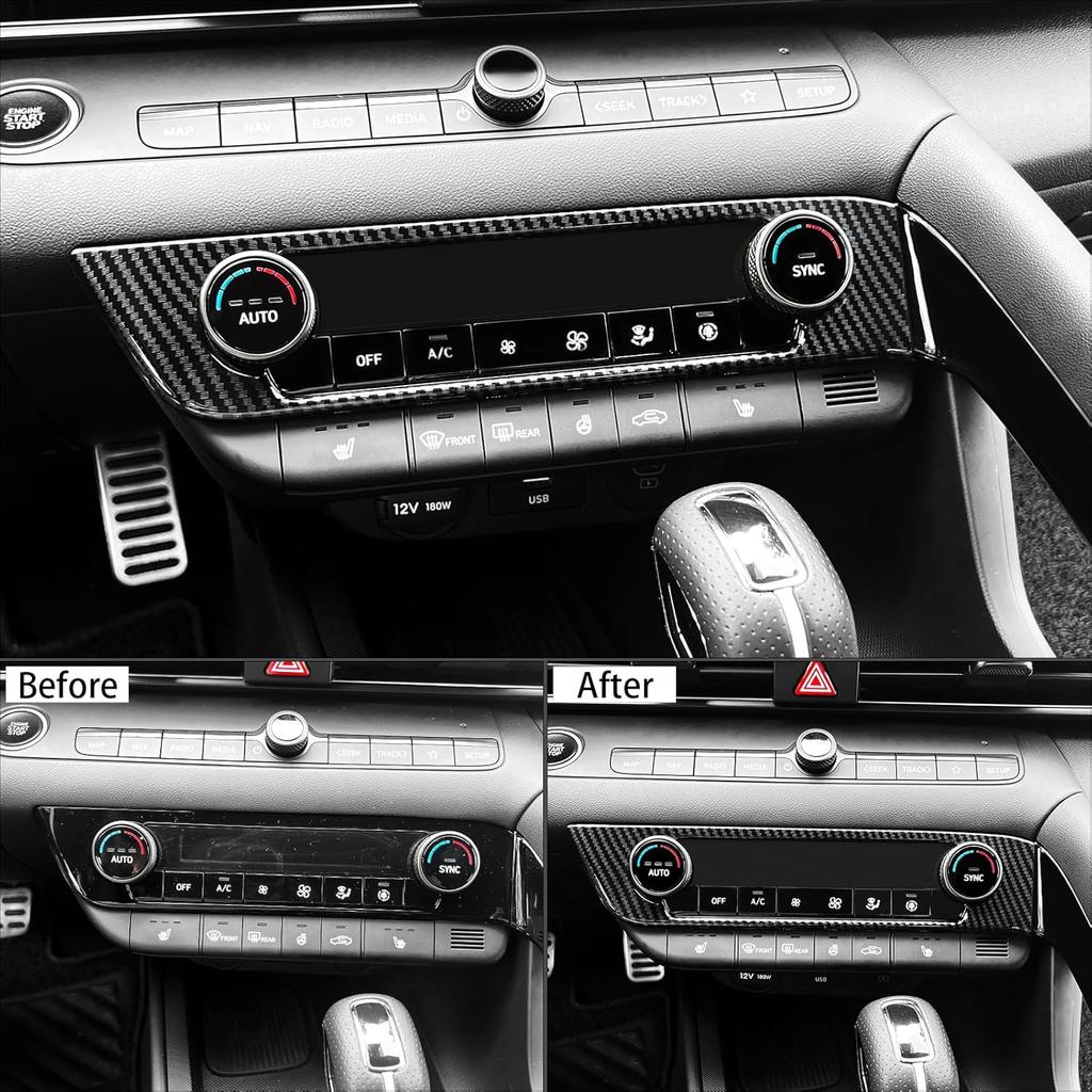 Carbon Fiber Style Center Console Air Conditioning Switch Button Panel Cover Trim Compatible with Hyundai Elantra N Elantra N Line CN7 2021-2025