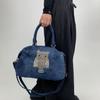 Ladies Gradual Change Washed Denim Handbag Diamond Jewelry Shiny Personality Shoulder Messenger Bag