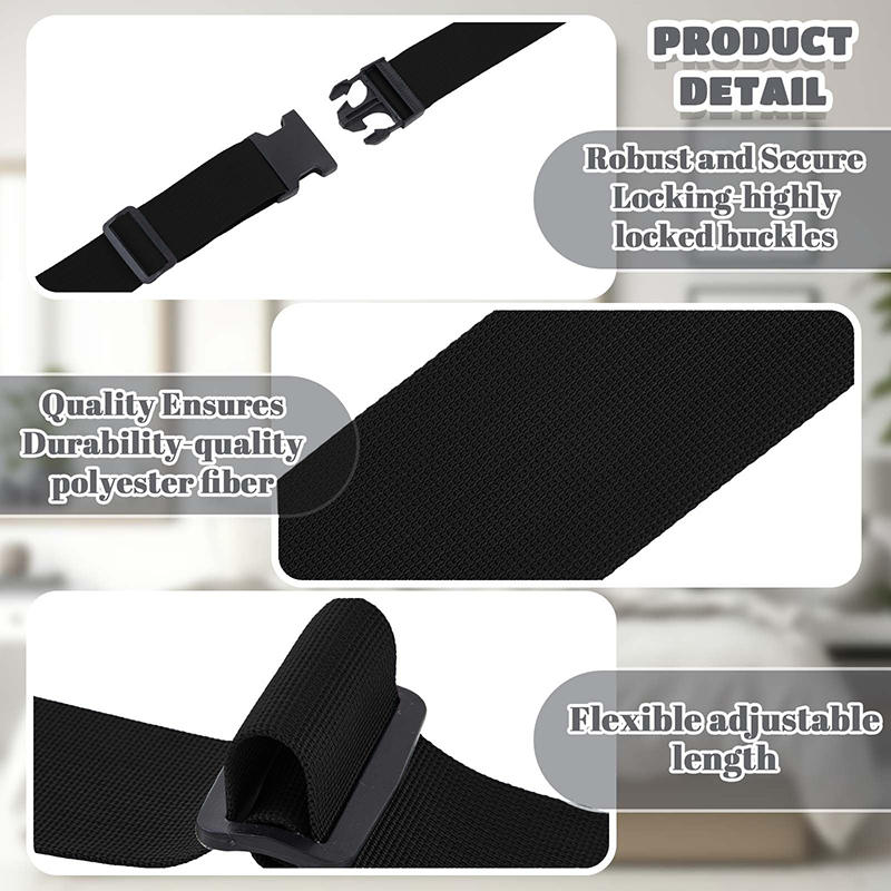 2pcs Black Webbing 5.0cm Wide Non Elastic Buckle Strap Adjustable Fixed Multifunctional Plastic Buckle Strap Storage