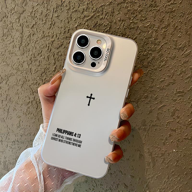 

Lucky start Cross Scripture Philippians 4:13 Christian Phone Case For iPhone 11 12 13 14 15 16 17 XS XR X 12 13 Plus Pro Max SE series IPhone 14 Pro Max белый