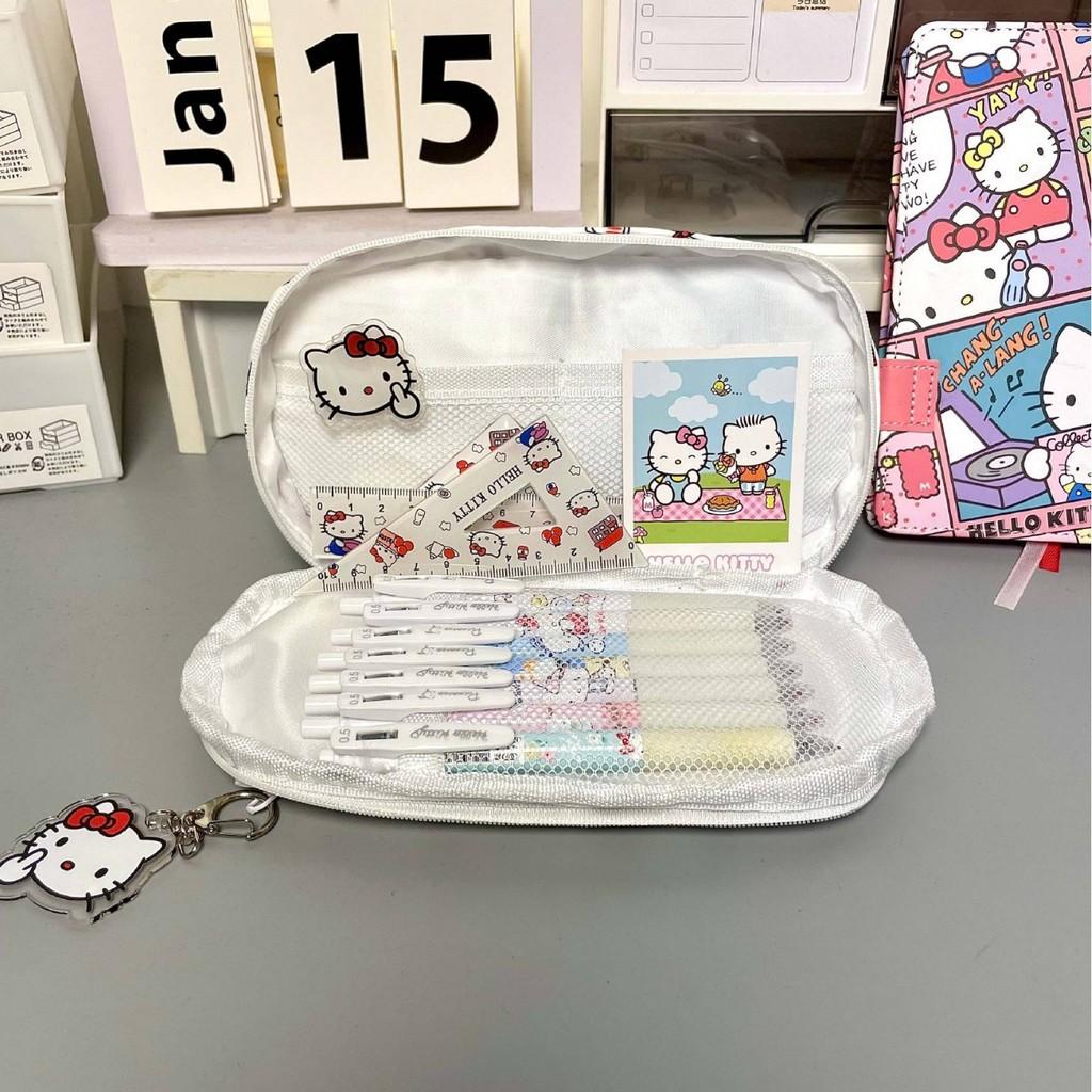 Sanrio Hello Kitty Girls Pouch With Flap Closure And Durable Polyester Material For School Use