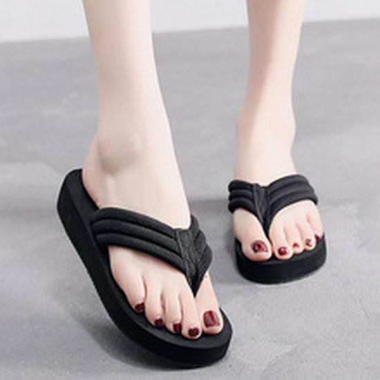 2019 Summer Korean Style Women's Wedge Heel Non-Slip Beach Flip Flops