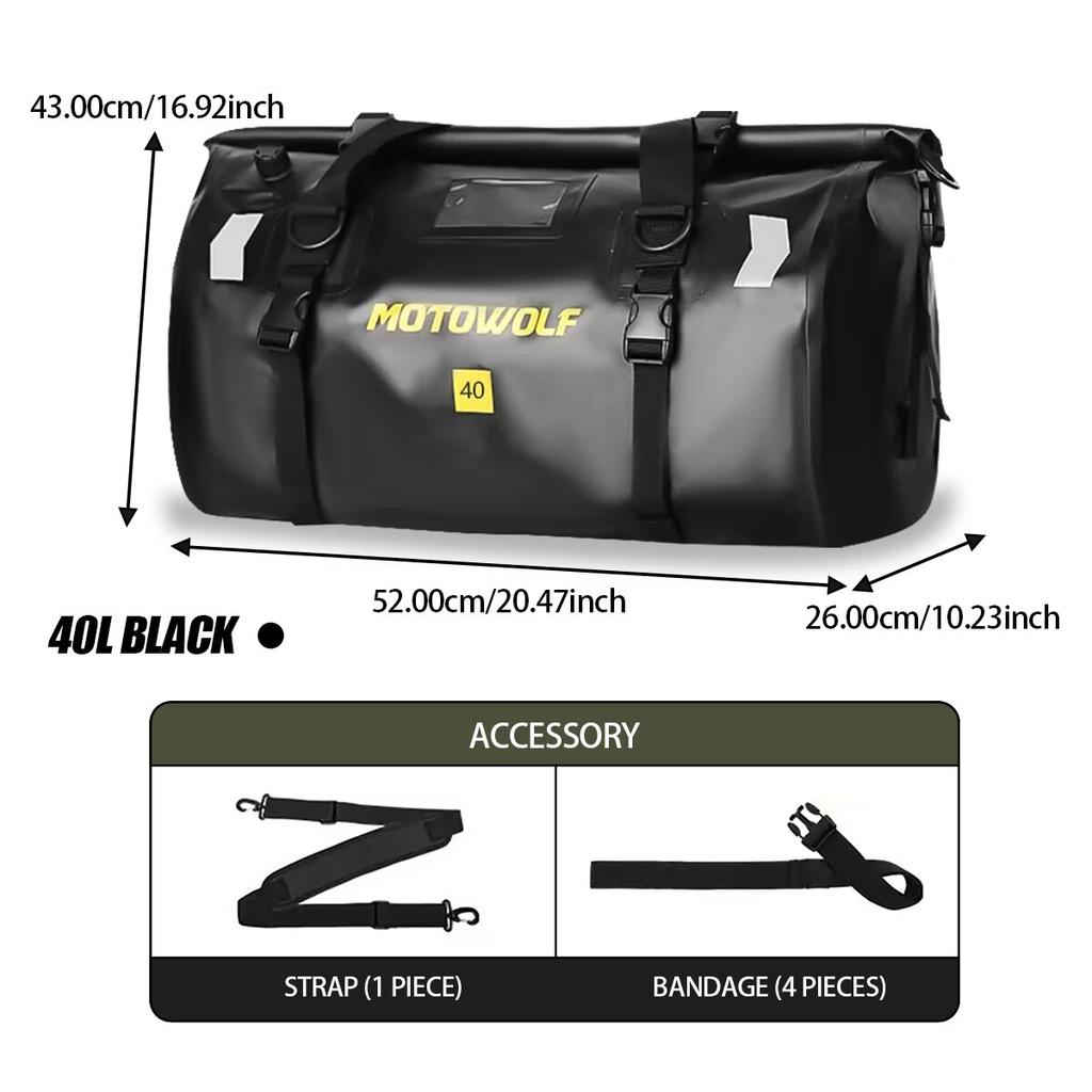 Universal 40L 66L Motorrad wasserdichte Hecktasche Helm langlebige hintere Moto Sitztasche hohe Kapazität Reiten Motocross Outdoor-Tasche