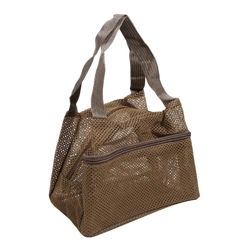 1Pcs Mesh Tote Bag Stylish Mesh Tote Bag Handbag Makeup Pouch Toiletry Bag Swim Storage Bag Suitable For Beach Vacation Cosmetic Bag