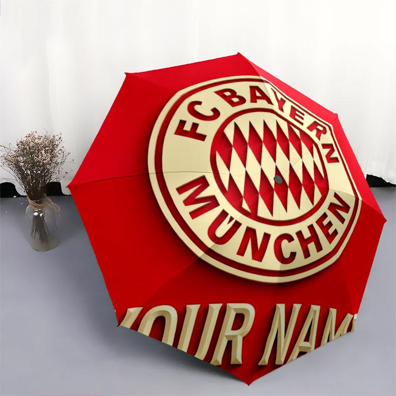 1 PC Automatic Folding Umbrella - FC Bayern Munchen Custom Name Pattern, Portable & Foldable Design with 8 Ribs, Christmas Birthday Gifts