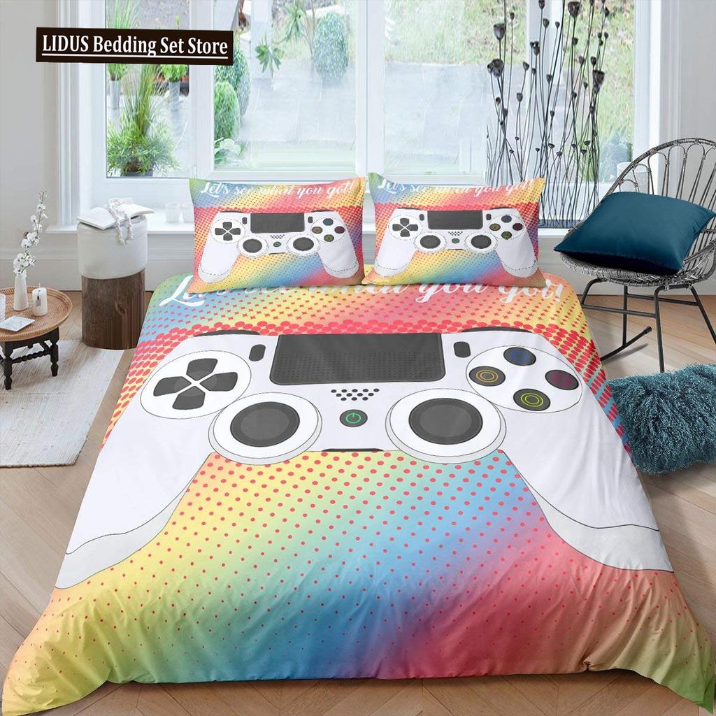 Games Duvet Cover Set Boy Kid Gamepad Bedding Set Video Game Controller Polyester Comforter Cover Player Modern Gamer Bedclothes