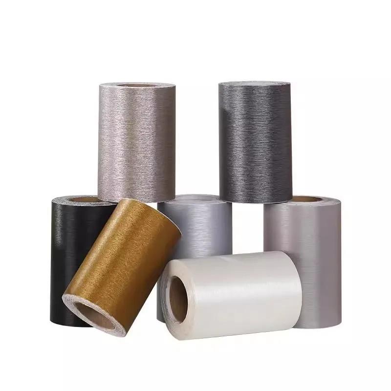 1 szt. 10 cm x 5 m Szczotkowane Naklejki Imitujące Metal Samoprzylepne Listwy Podłogowe Dekoracje Ram Okiennych Ram Drzwiowych Stal Nierdzewna