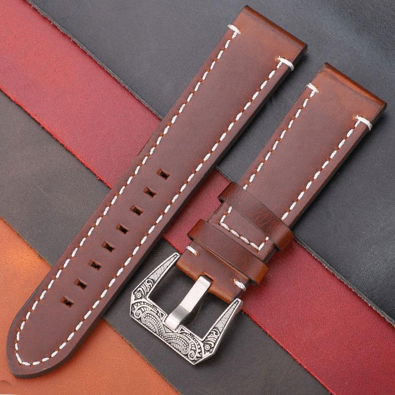 Ремешок для часов из коровьей кожи с пряжкой в стиле ретро из нержавеющей стали — фото 10