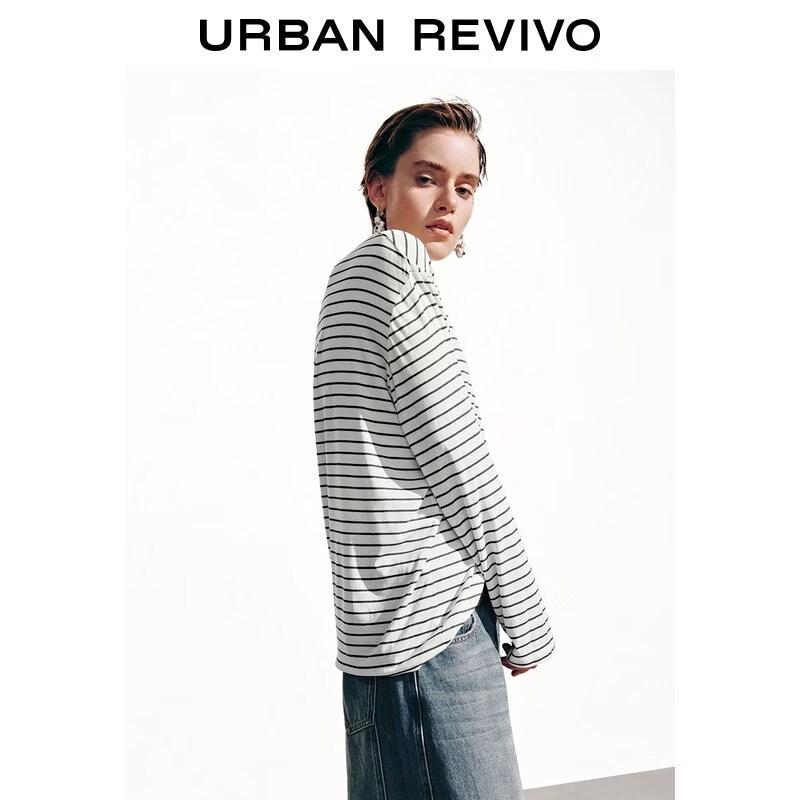 UR Women's Casual Color-block Stripe Loose Long-sleeve T-shirt