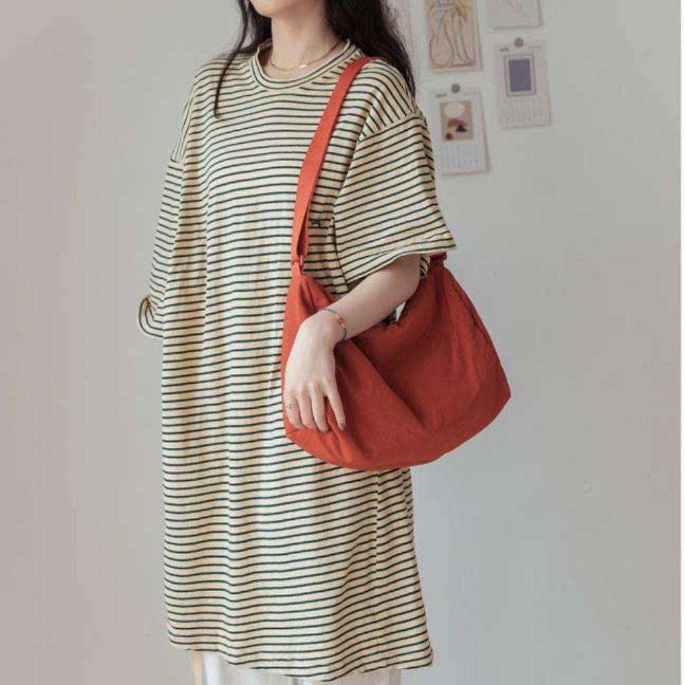 

Large Capacity Solid Color Crossbody Bag Niche Design Shoulder Bag Light Soft Nylon Bag Women
