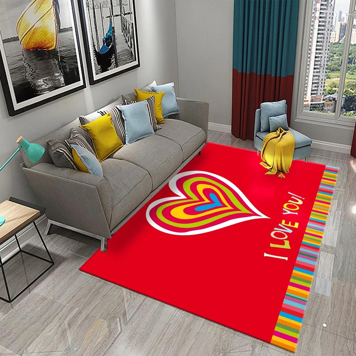 

3D Colorful Heart Carpet Romantic Warm Rugs Welcome Door Mats Home Decorations for Living Room Bedroom Bathroom Decor Carpets 40x60cm