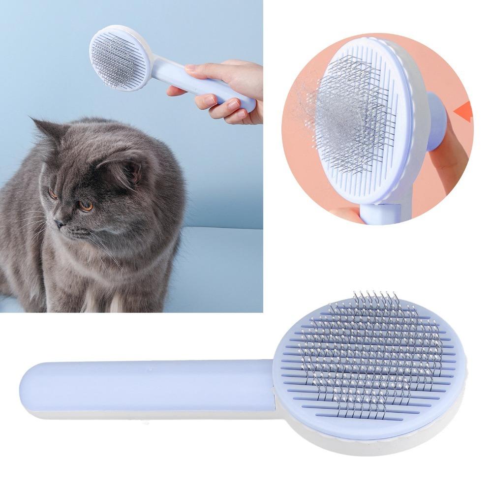 Round Thick Needle Cat Brush Knot-Opening Design Floating Hair Removal Pet Grooming Brush Massage Comb for Small Animals