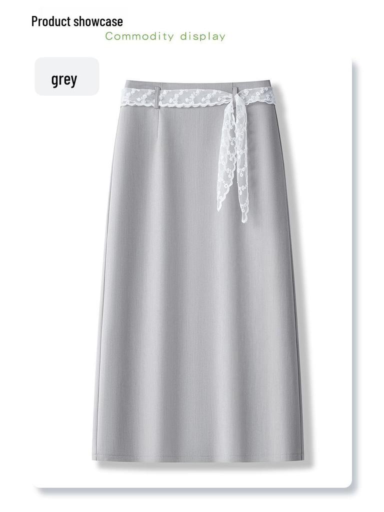 Damska biała koronkowa spódnica midi w kształcie litery A – dopasowana w biodrach, casualowa i petite, kolekcja lato 2025
