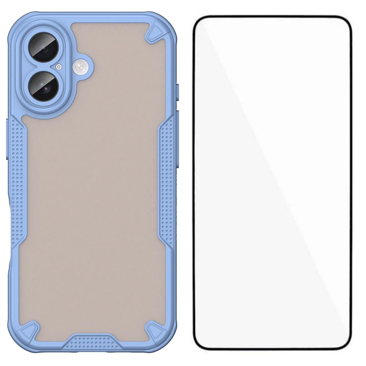 

For iPhone 17 Case WANLONFENG MFFJ Series Anti Drop TPU Phone Back Cover with Screen Film Blue