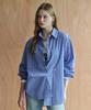 MAXZA Mix Stripe Pocket Oversized Cotton Shirt