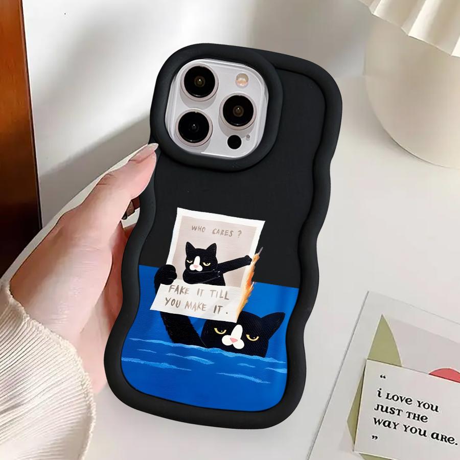 Case for iPhone 15 Plus 8 17 Air XR 12 16 Pro Max 14 13 11 Soft Phone Cover Cartoon Cat
