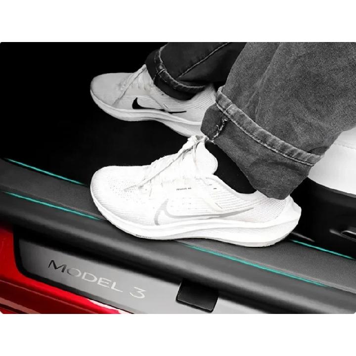 For Tesla Model 3+ Highland Front Car Door Sill Edge Protective Strips Welcome Pedal Threshold Strip Central Control Side Guards