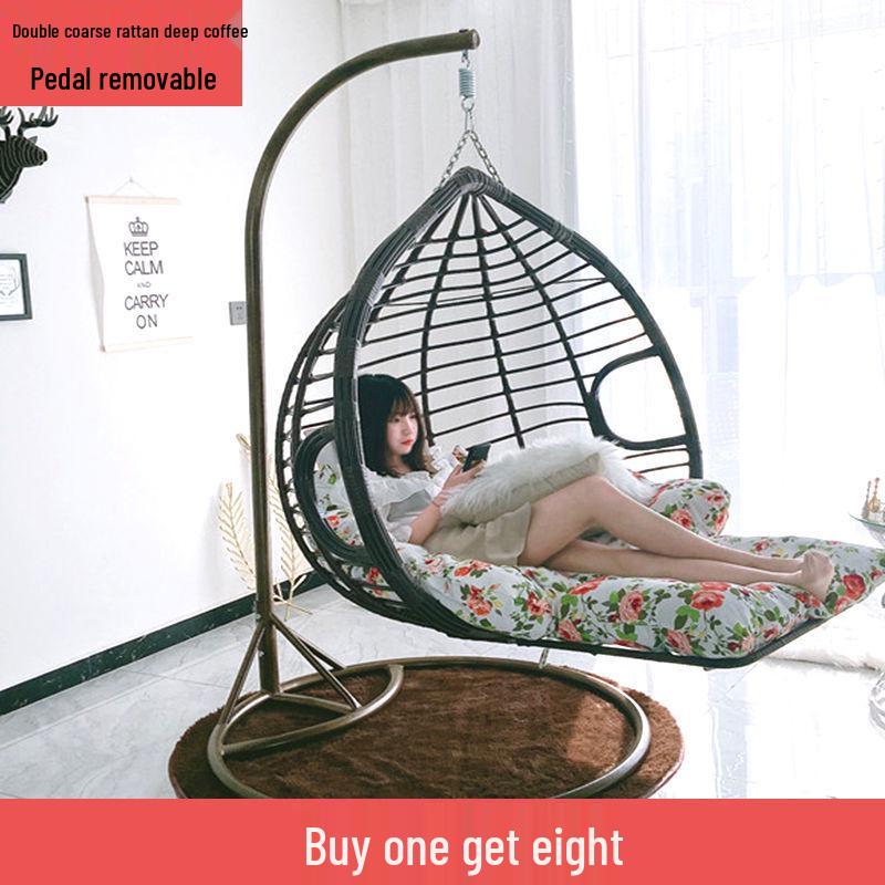 Double Wicker Hanging Basket Chair: Indoor/Outdoor Bird's Nest Swing Chair for Balcony & Leisure