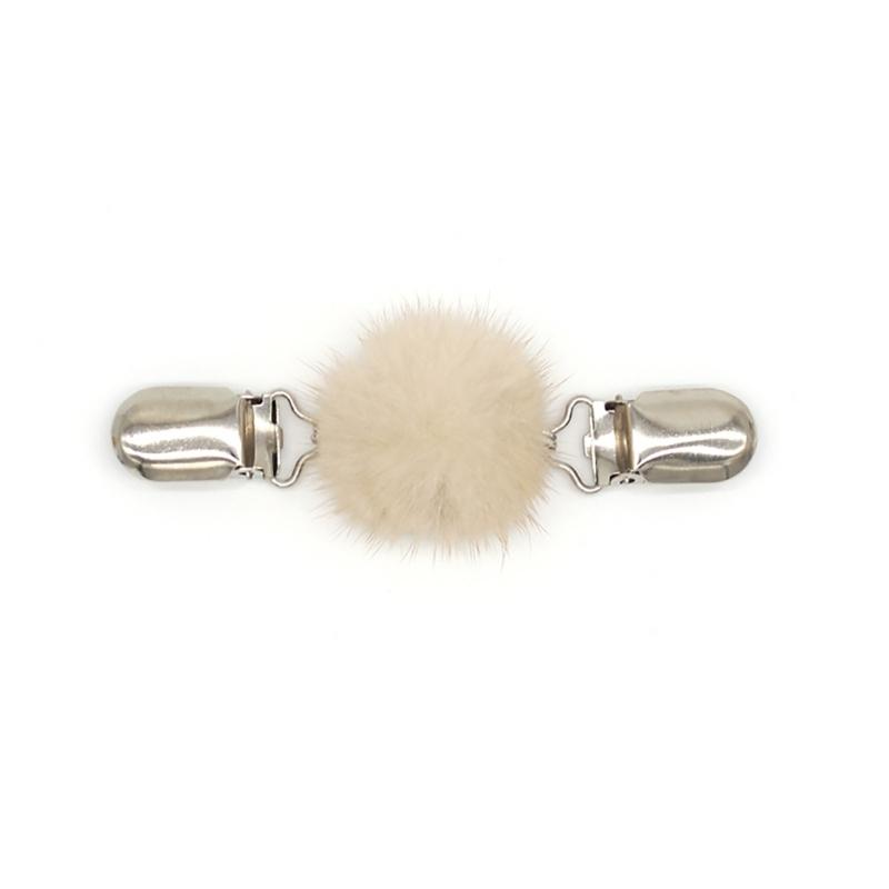 Stylish Fuzzy Sphere Embellished Shawl Clip Sturdy Neckline Clip Fastening Buckles Suitable For Various Occasions