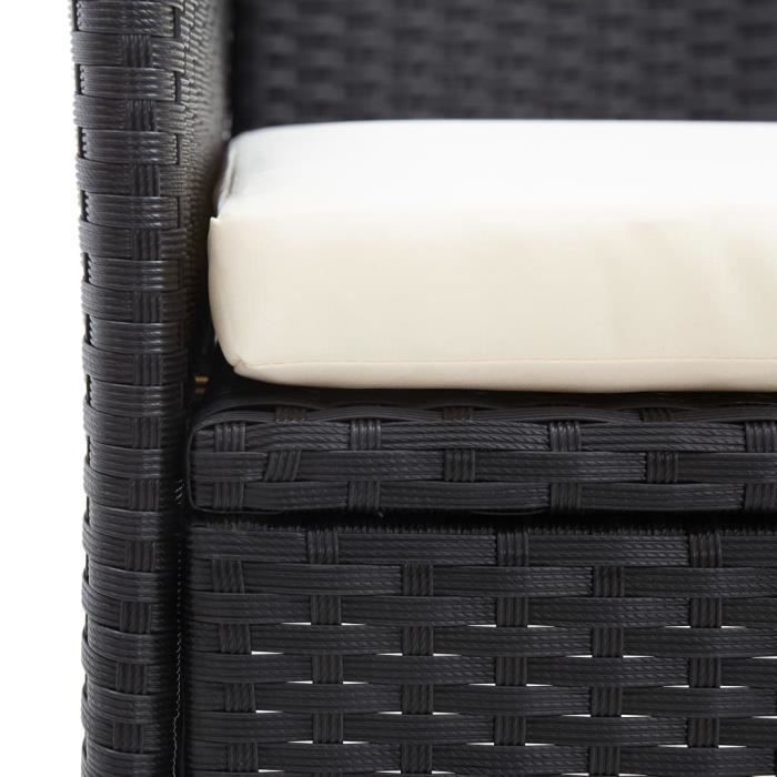 VidaXL Banc de jardin 2places et table à thé 143cm Résine tressée Noir