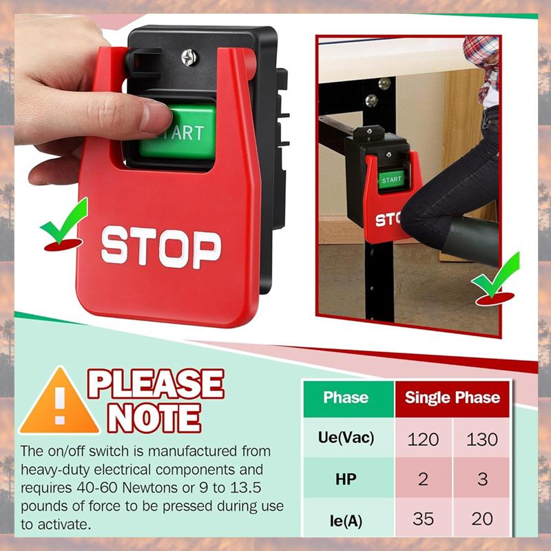 2025 Trend 110/220V Single Phase Safety Switch With Visible Stop Paddle For Power For Table Saw