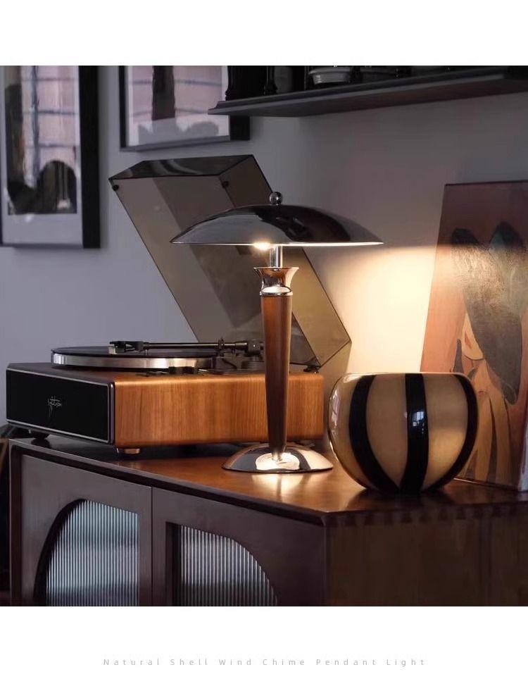 Vintage American Bauhaus Solid Wood Table Lamp for Living Room, Study, Bedroom, or Bedside - Simple Retro Decor.