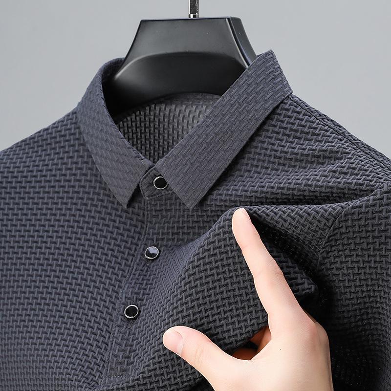 Men's Summer Casual Ice Silk Lapel T-shirt - Breathable, Thin, and Versatile