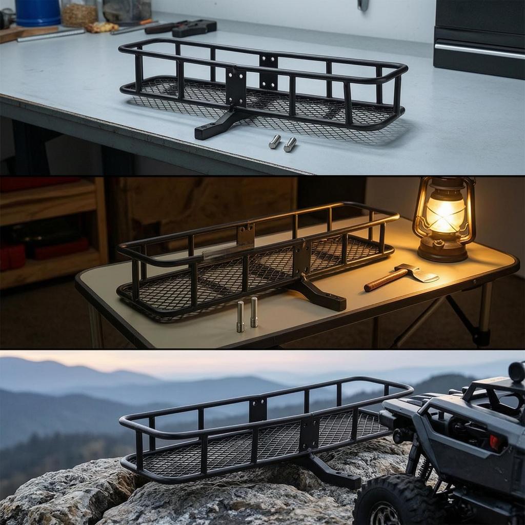 Rear Mounting Rack with Basket Black Spare Tire Storage Cargo