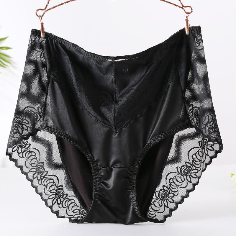 Women's Plus High Lingerie Waist Sexy Knickers Lace Hollow Mesh Briefs Underwear Panties