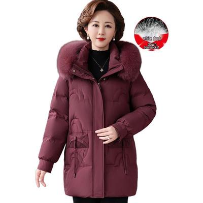 Women's Mid-Length 90% White Duck Down Jacket - 2025 Winter Fashion for Middle-aged and Elderly