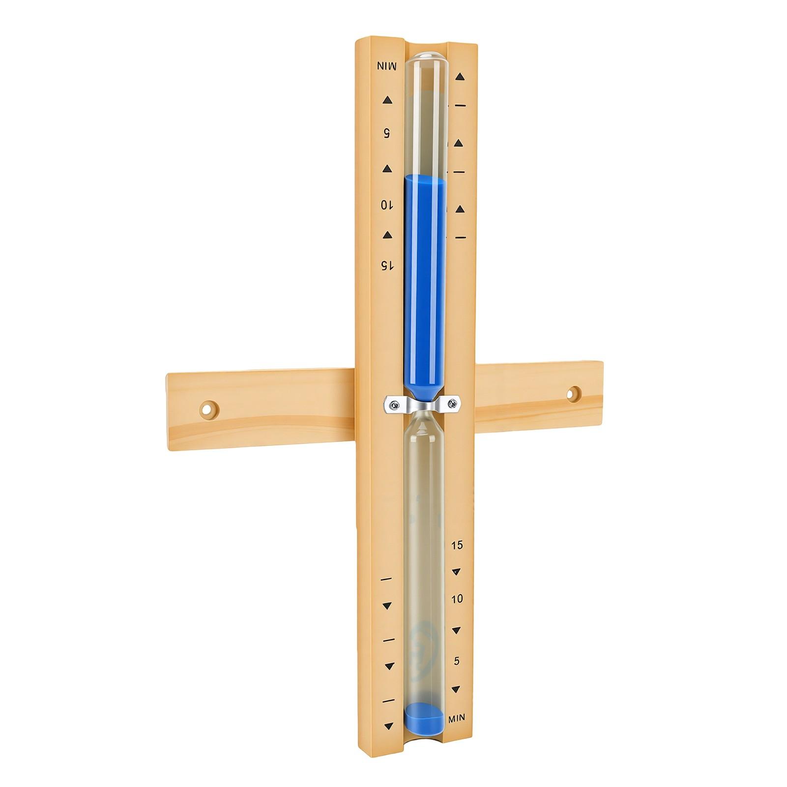 Sablier Sauna 15 Minutes Sablier en Bois pour Spa Maison Méditation Cuisine Salle de Bain Décor Bleu beige