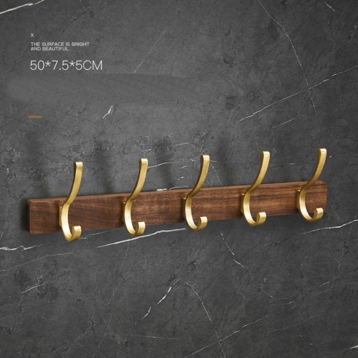 Black Walmut Single Robe Hook Wall Mounted Towel Hook Brushed Gold Painted Clothes Hook Bathroom Hardware