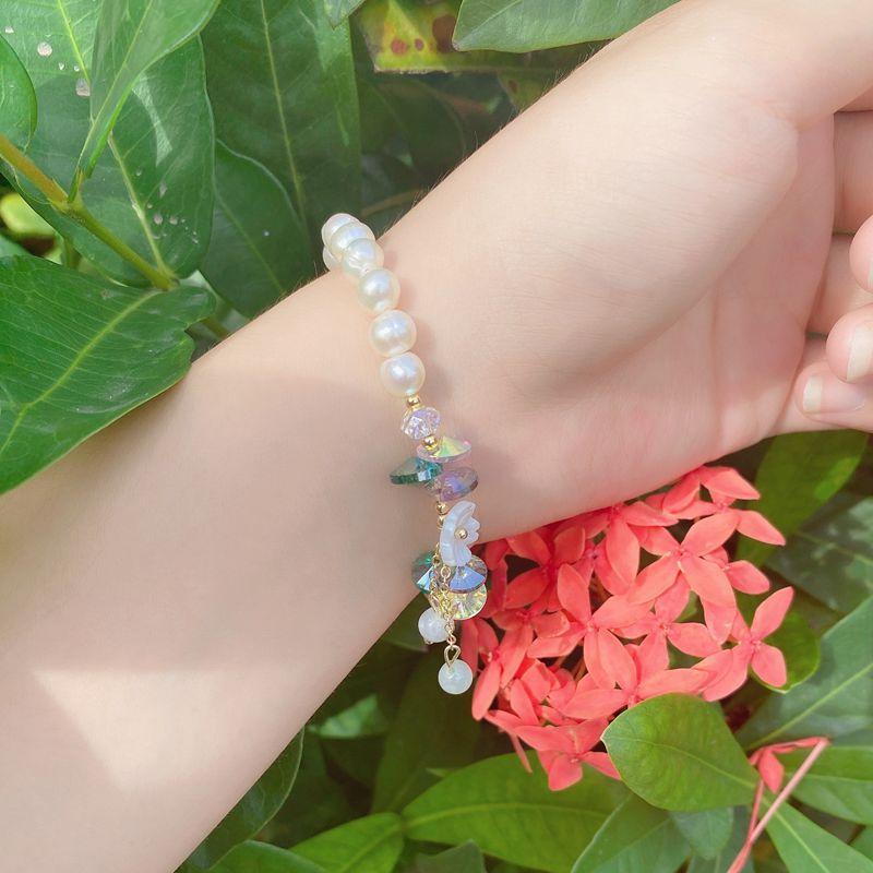 100% Natural Freshwater Pearl Elegant Colorful Crystal 14K Gold Filled Ladies Bracelet Promotion  For Women Cheap Gifts