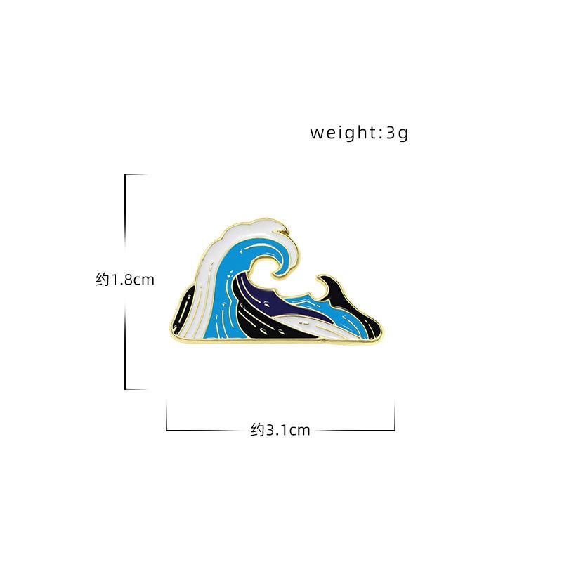 Alloy Enamel Cartoon Ocean Wave Brooch Waist Tightening Anti Exposure Badge Metal Drop Oil Craft Decoration For Backpack Clothing