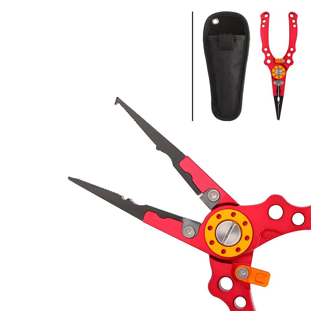 Fishing Pliers Saltwater Resistant Fishing Tools With Sheath Telescopic Lanyard