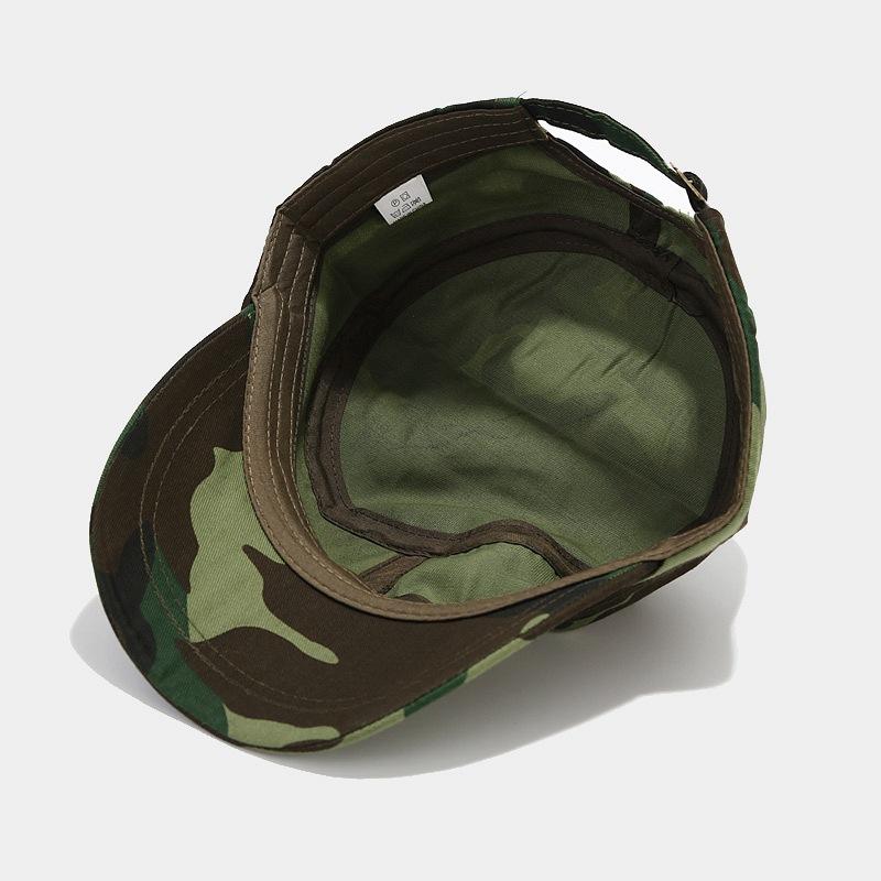Camouflage Flat Top Military Cap For Outdoor Sun Protection, Spring Summer Forest Hiking Fishing Sun Hat