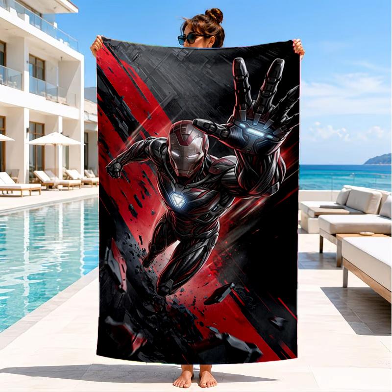 Iron In Action Beach Towel, Super Soft Microfiber, Perfect Gift for Her/Him, Birthday, for Pool, Beach, Travel, Decor Beach Party