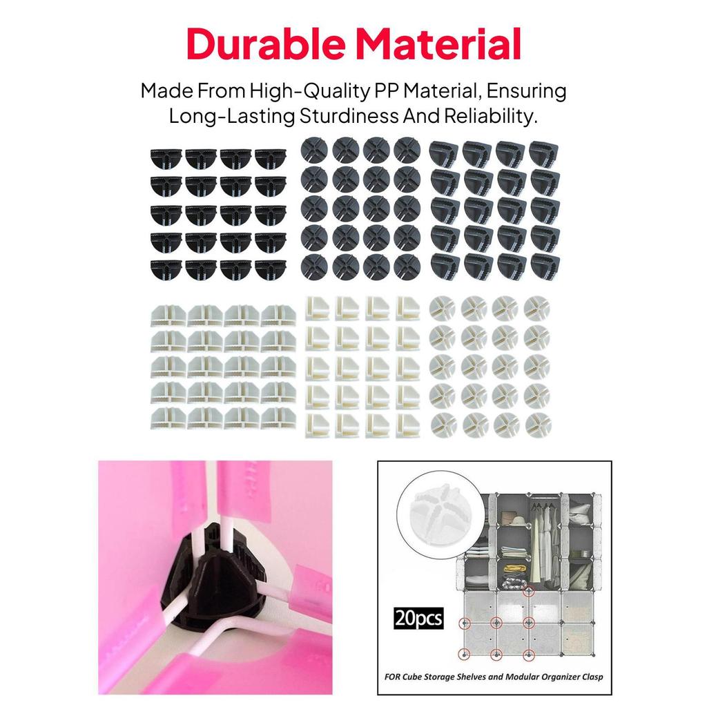 20 Cabinet Clips, Fastening Connecting Wire, Storage Cubes for Shelving Units