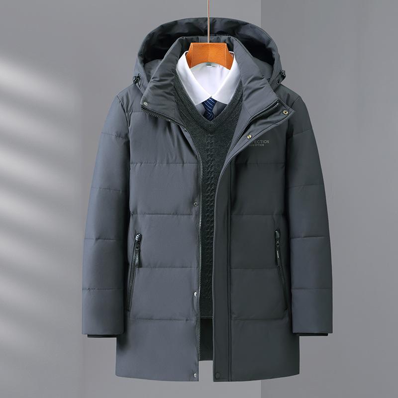 Winter Outdoor Middle-aged and Elderly Medium and Long Down Jackets Thickened Dad Men