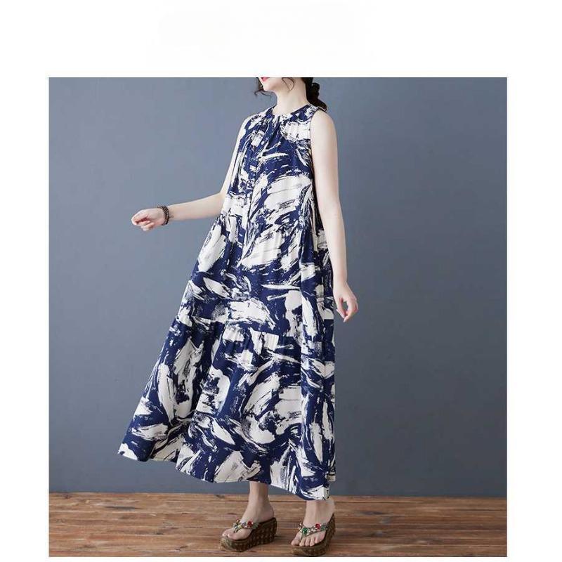 Ladies' Retro Chiffon Loose Mid Length Dress