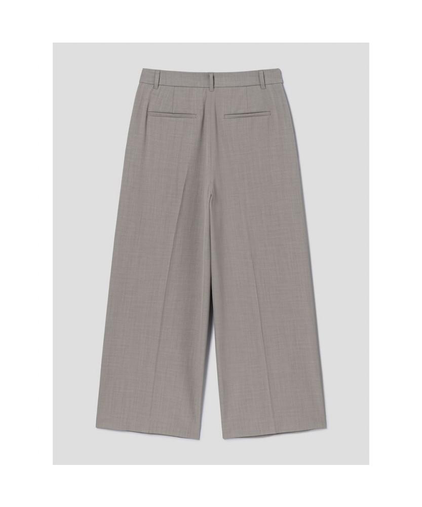 8SECONDS July Daily Single-Pleat Wide Slacks (Short) Beige