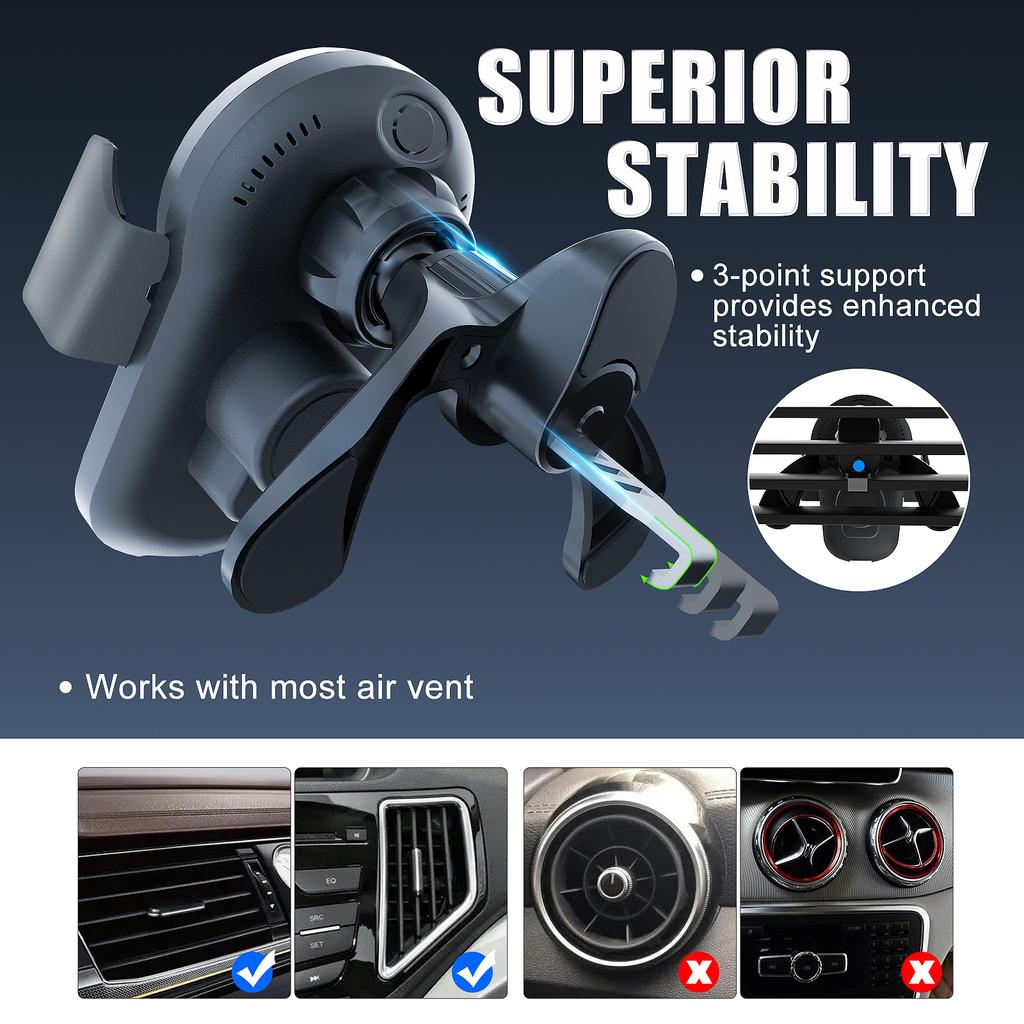 Caricatore Auto Magnetico UGREEN 2 In 1 – Wireless 7.5W Per IPhone E 15W Qi, Attacco Ventola O Ventosa