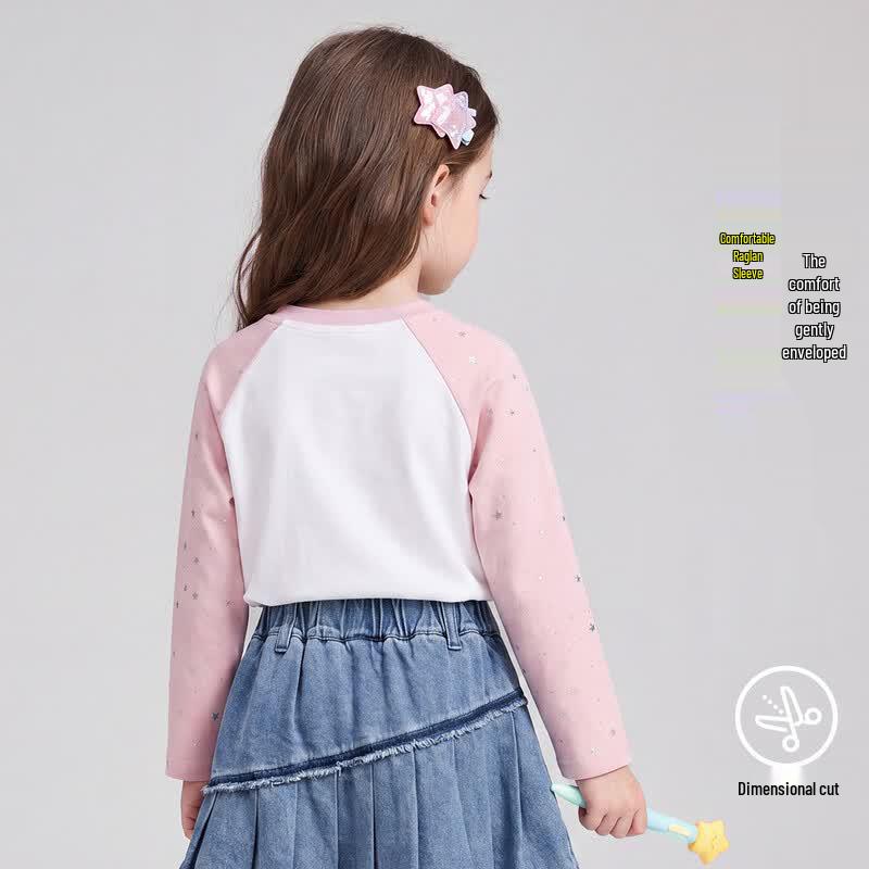 ASK JUNIOR Girls' Raglan Sleeve Colorblock Long Sleeve T-Shirt