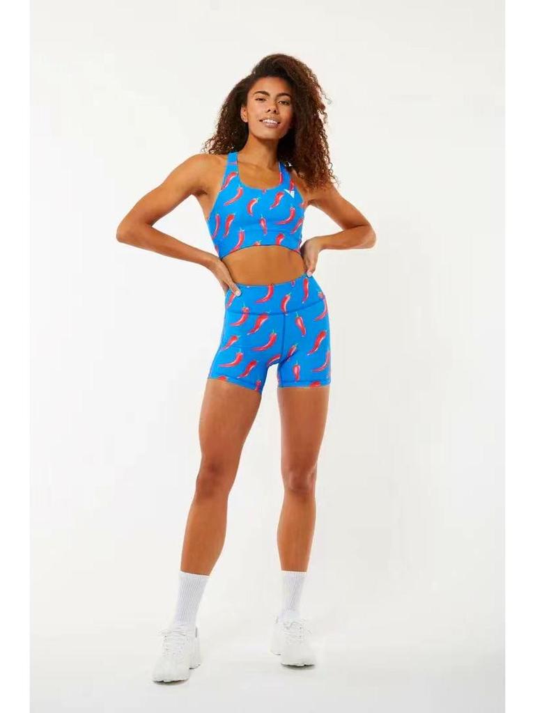 European-American High Waist Printed Sports Yoga Shorts for Women